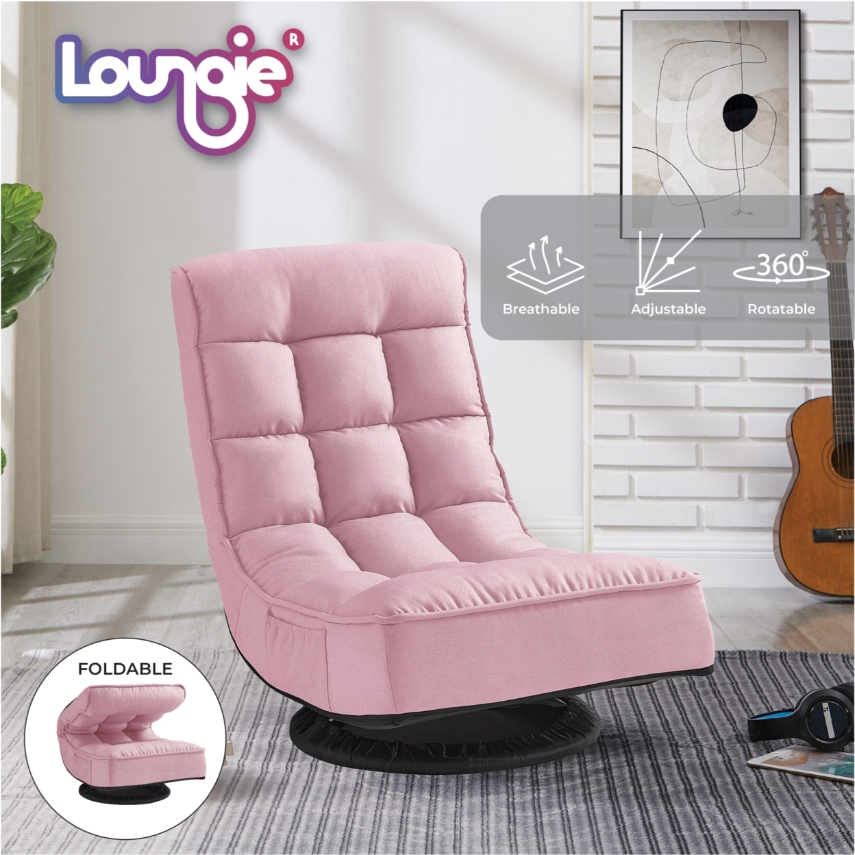 Myracle Chair - 3 Adjustable Positions, 360 Swivel, Steel Rod Construction, Washable Cover - Pink