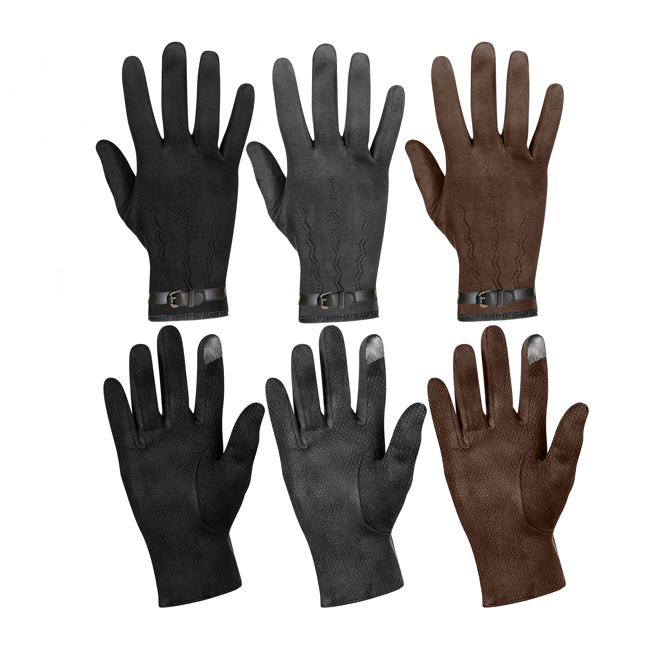 Unisex: Suede Touchscreen Winter-Weather Insulated Gloves (2-Pair)