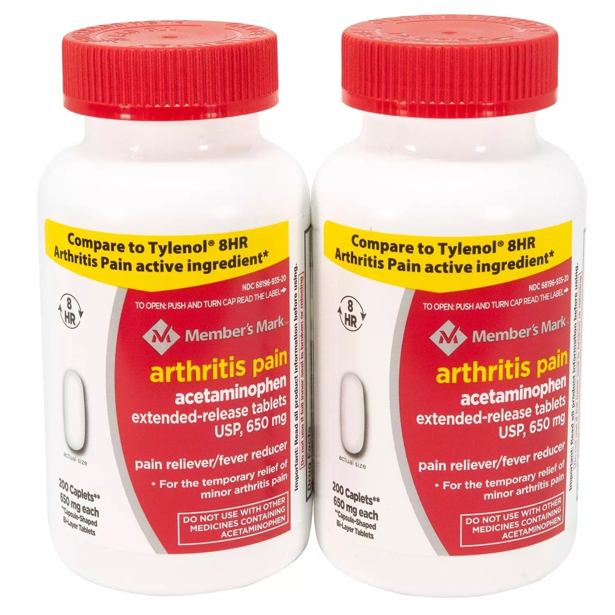 Member's Mark Arthritis Pain Acetaminophen, 650mg - 200 Count (Pack Of 2)