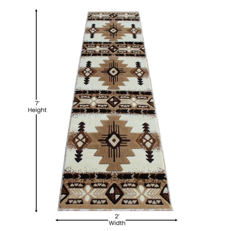 Mohave Collection 2' X 7' Ivory Traditional Southwestern Style Area Rug - Olefin Fibers With Jute Backing