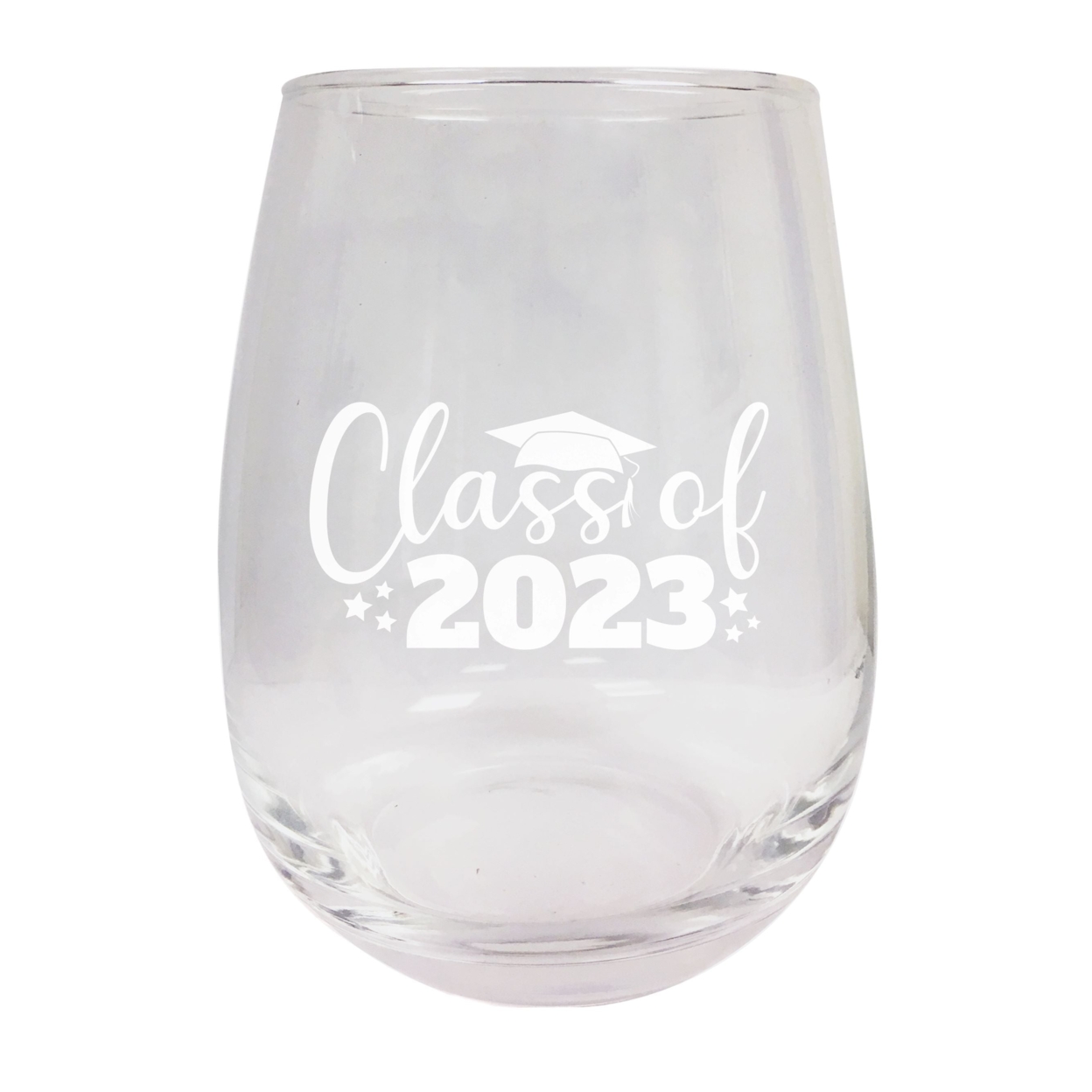 Class Of 2023 Grad Senior 15oz Etched Stemless Wine Glass - B, Single