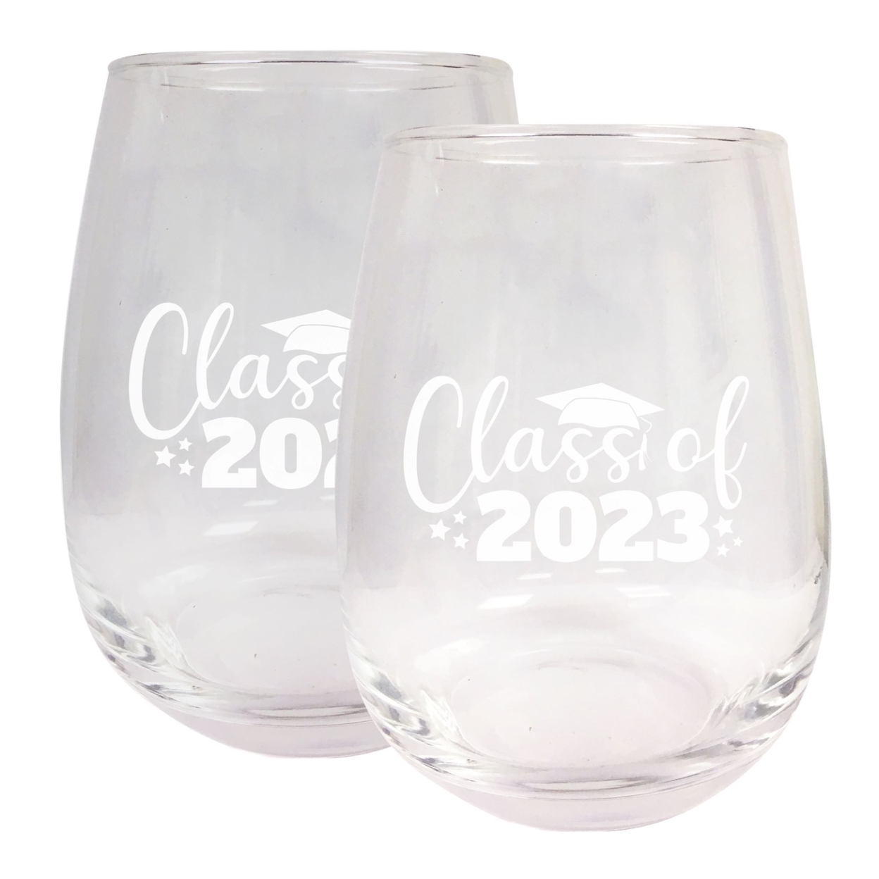 Class Of 2023 Grad Senior 15oz Etched Stemless Wine Glass - C, 2-Pack