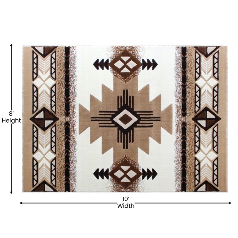 Mohave Collection 8' X 10' Ivory Traditional Southwestern Style Area Rug - Olefin Fibers With Jute Backing