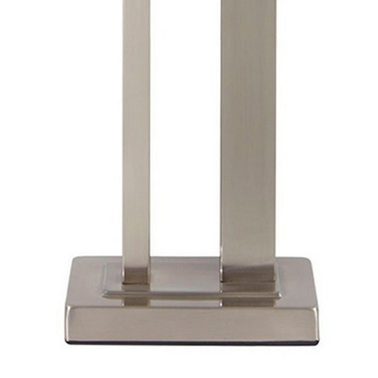Metal Frame Table Lamp With Hardback Shade, Set Of 2, White And Silver- Saltoro Sherpi