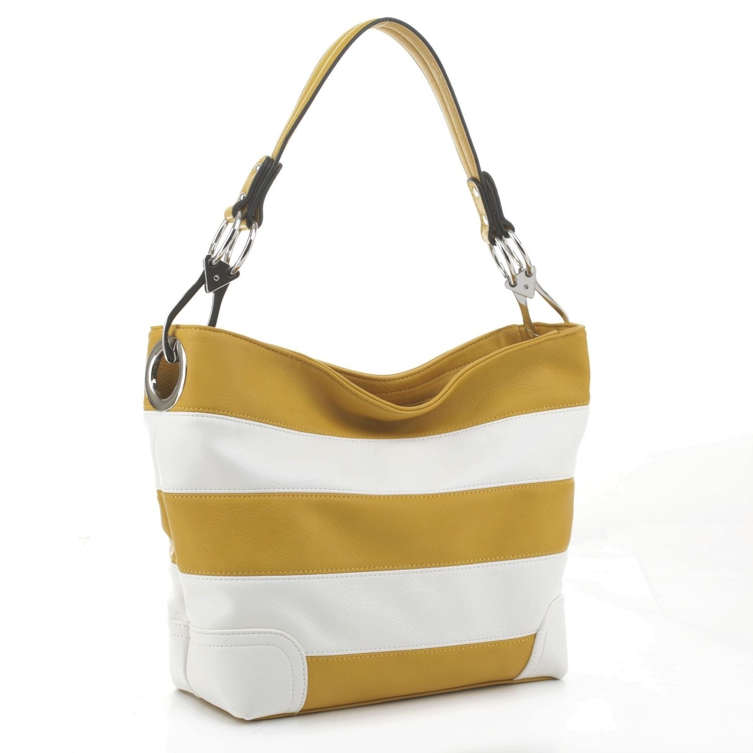 MKF Collection Emily Soft Vegan Leather Stripe Hobo Handbag By Mia K. - Mustard