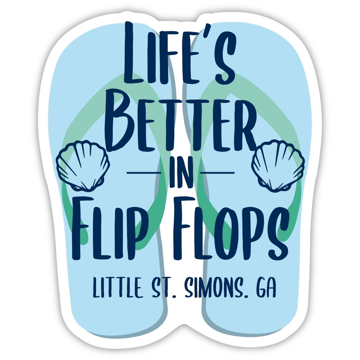 Little St. Simons Georgia Souvenir 4 Inch Vinyl Decal Sticker Flip Flop Design