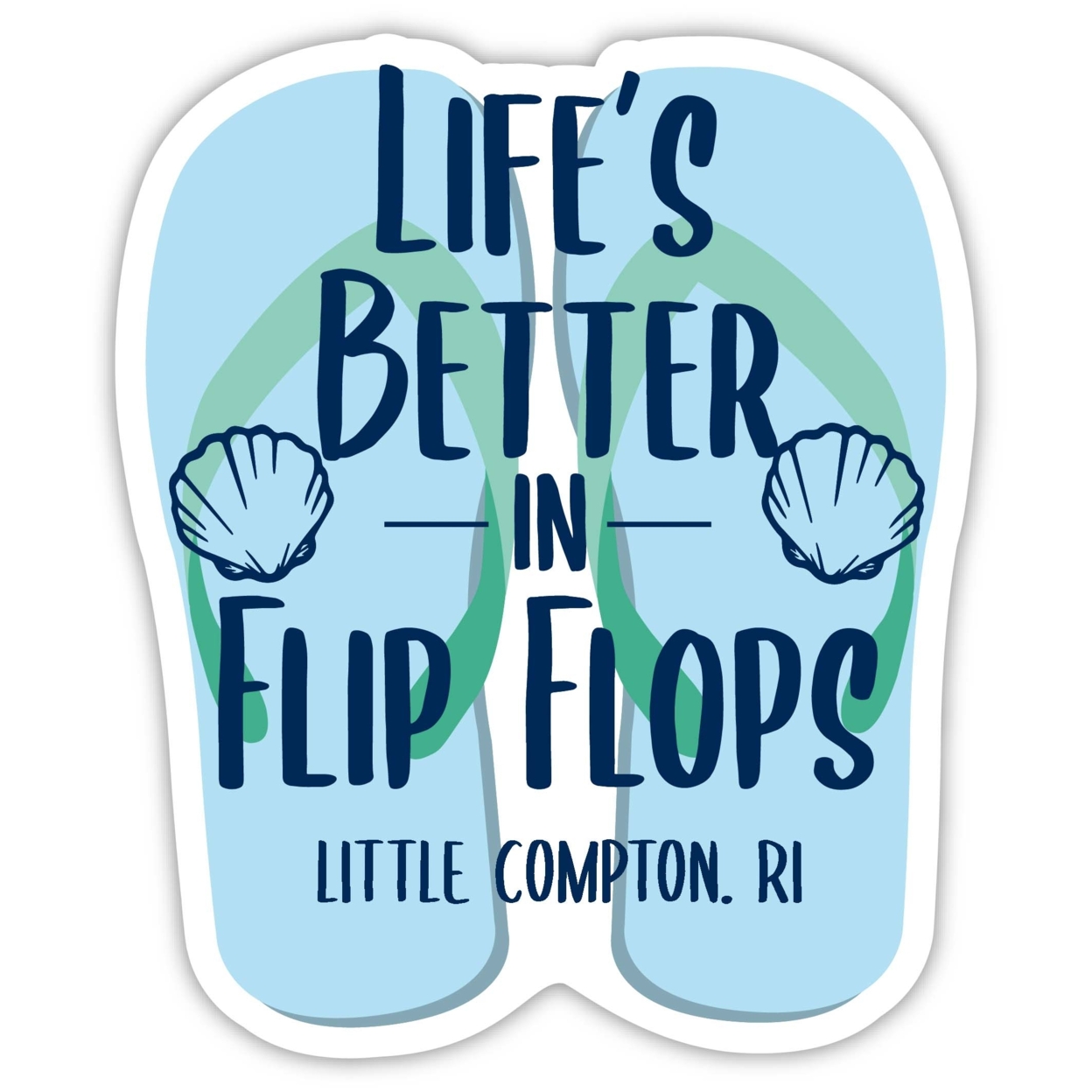 Little Compton Rhode Island Souvenir 4 Inch Vinyl Decal Sticker Flip Flop Design