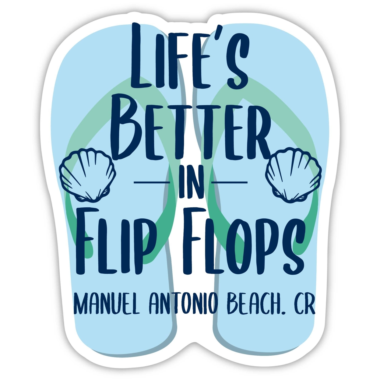 Manuel Antonio Beach Costa Rica Souvenir 4 Inch Vinyl Decal Sticker Flip Flop Design