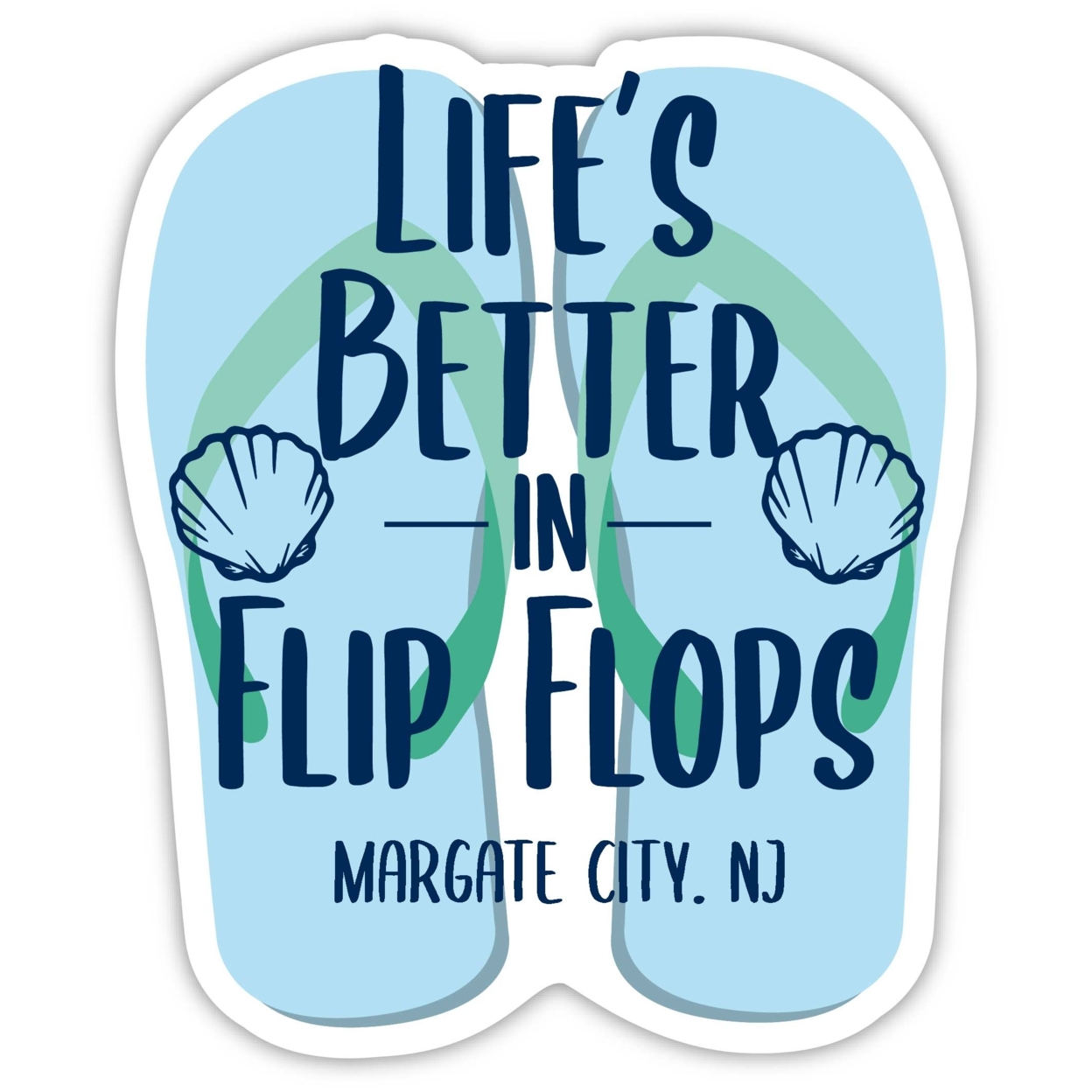 Margate City New Jersey Souvenir 4 Inch Vinyl Decal Sticker Flip Flop Design