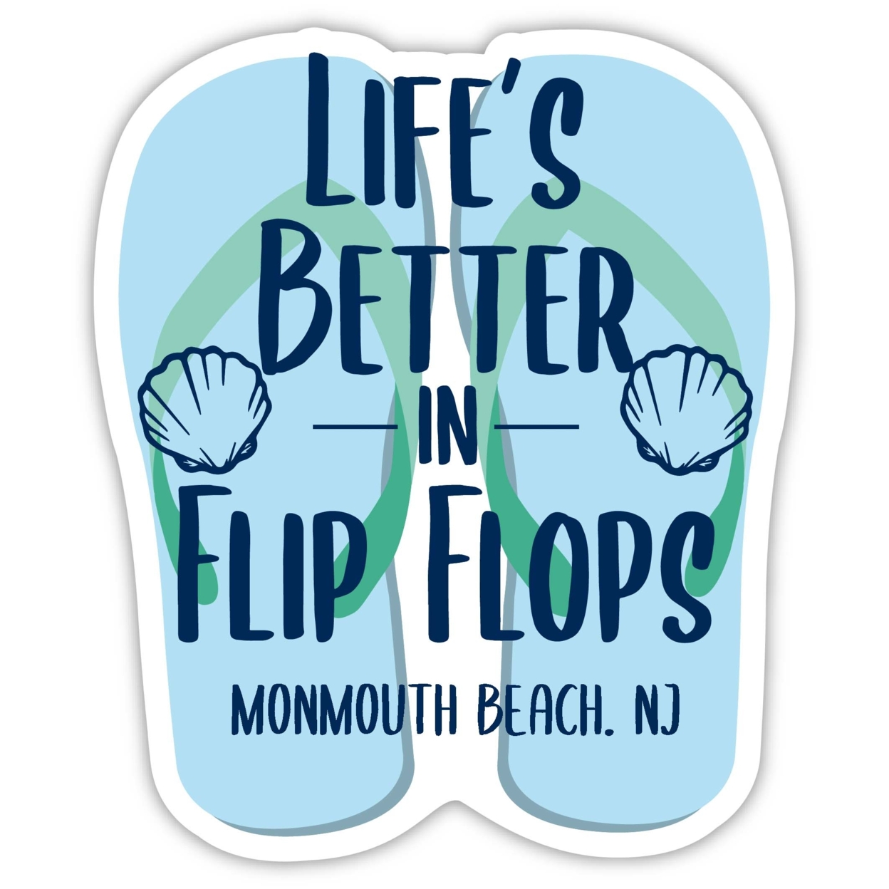 Monmouth Beach New Jersey Souvenir 4 Inch Vinyl Decal Sticker Flip Flop Design