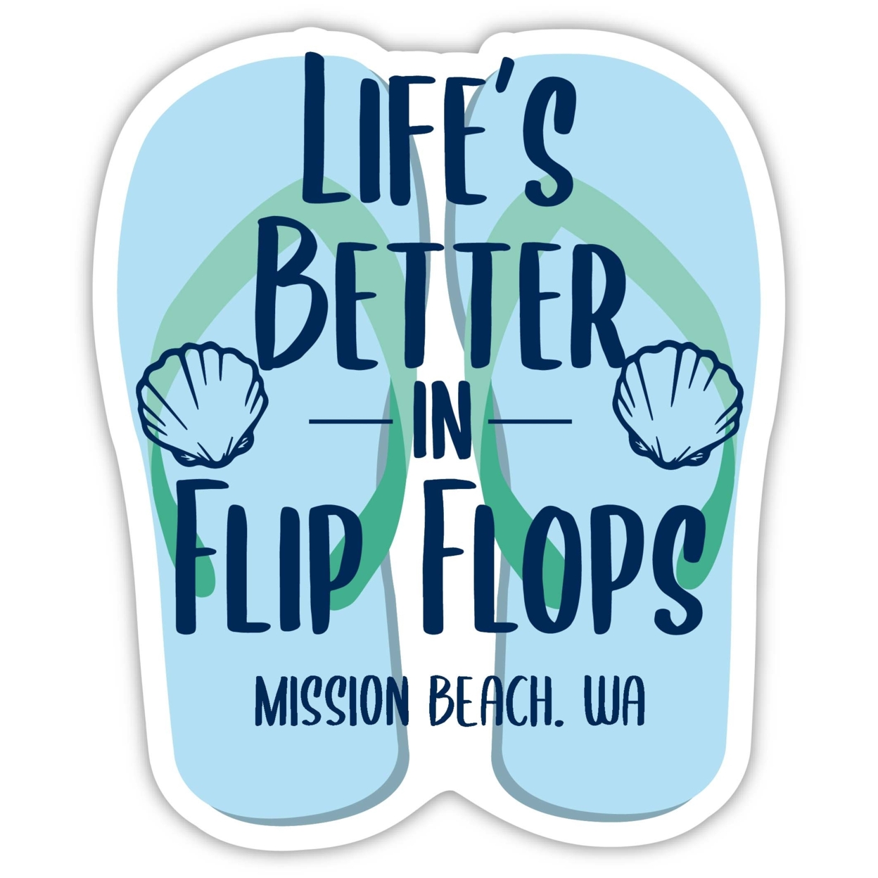 Mission Beach Washington Souvenir 4 Inch Vinyl Decal Sticker Flip Flop Design
