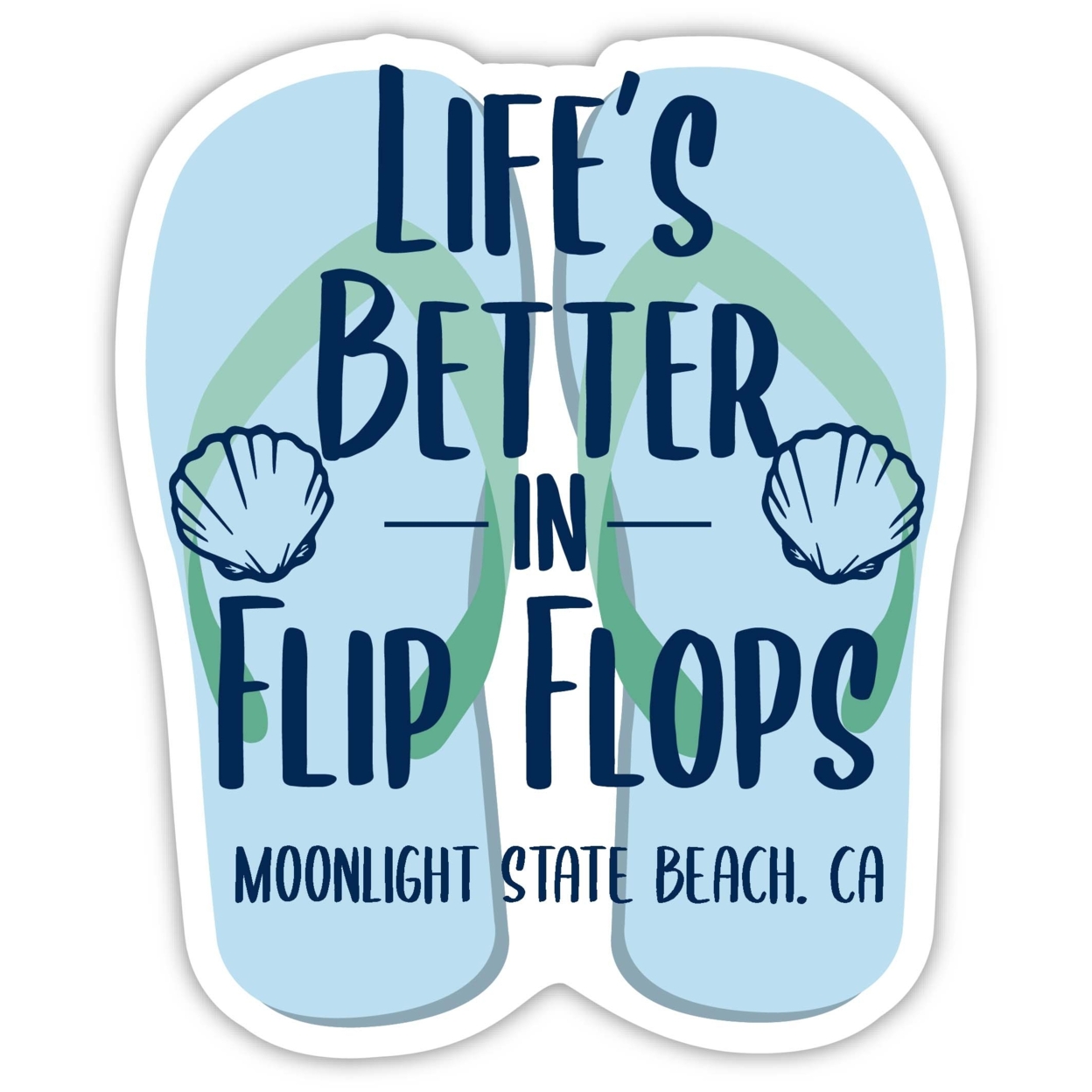 Moonlight State Beach California Souvenir 4 Inch Vinyl Decal Sticker Flip Flop Design