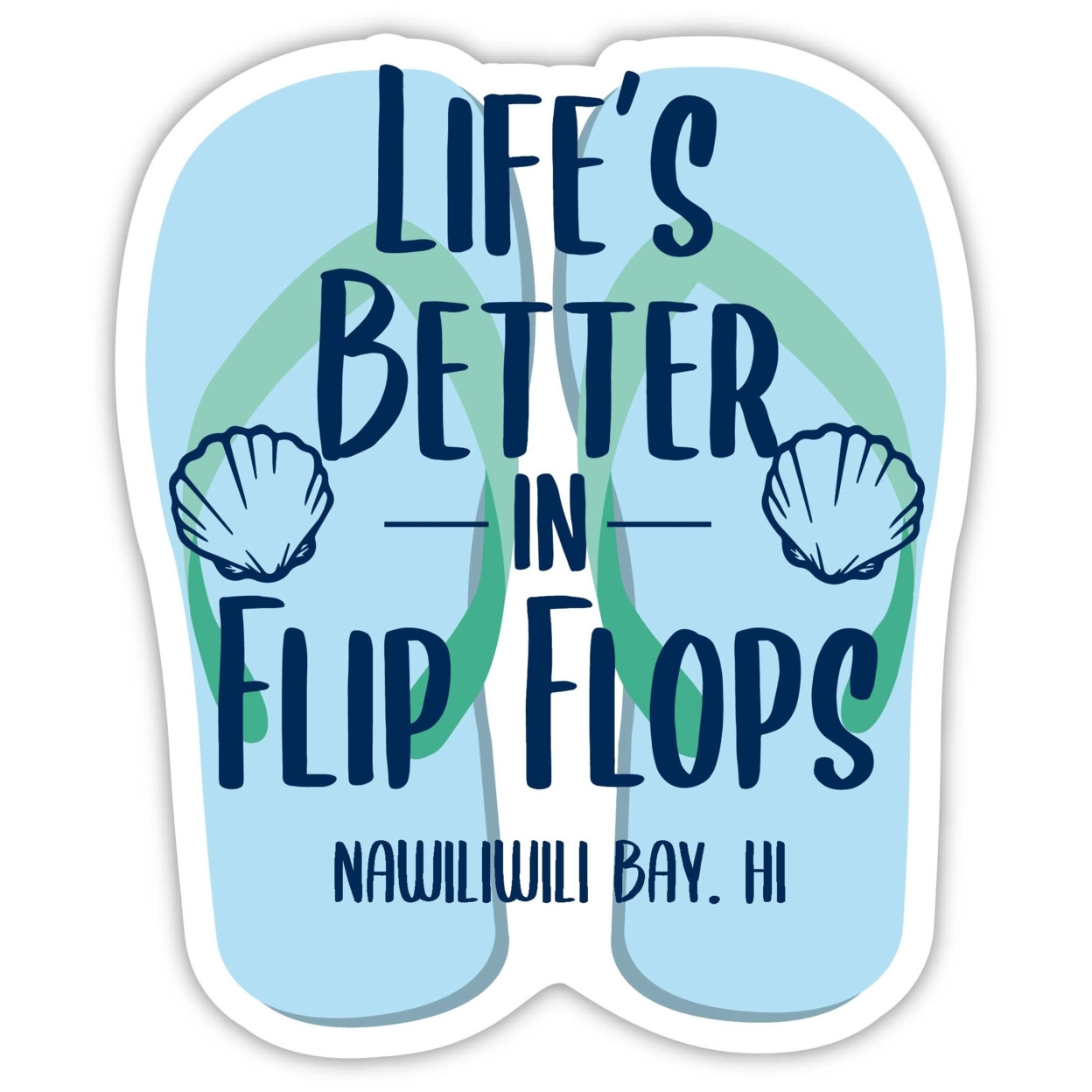 Nawiliwili Bay Hawaii Souvenir 4 Inch Vinyl Decal Sticker Flip Flop Design