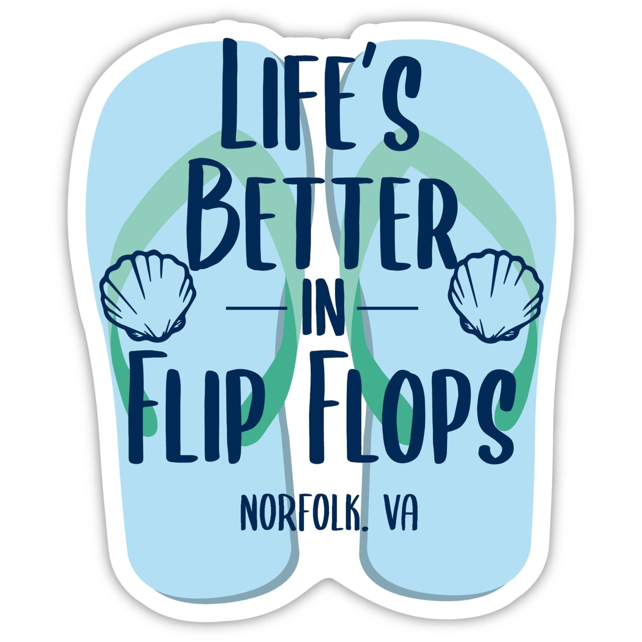 Norfolk Virginia Souvenir 4 Inch Vinyl Decal Sticker Flip Flop Design