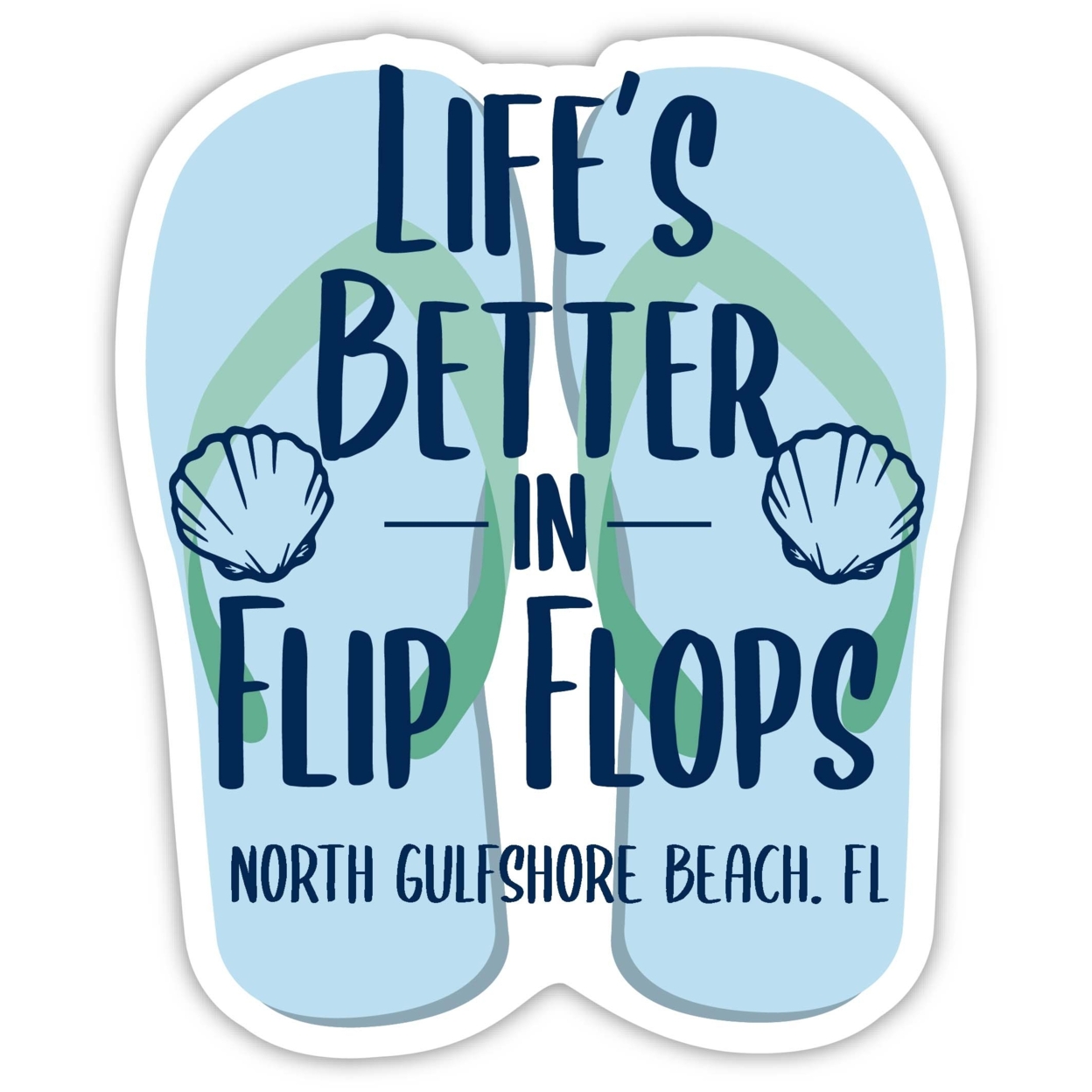North Gulfshore Beach Florida Souvenir 4 Inch Vinyl Decal Sticker Flip Flop Design