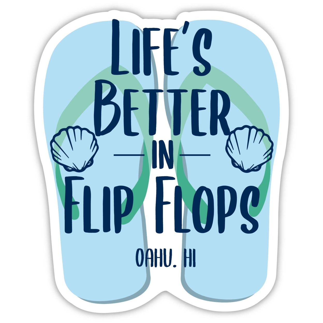 Oahu Hawaii Souvenir 4 Inch Vinyl Decal Sticker Flip Flop Design