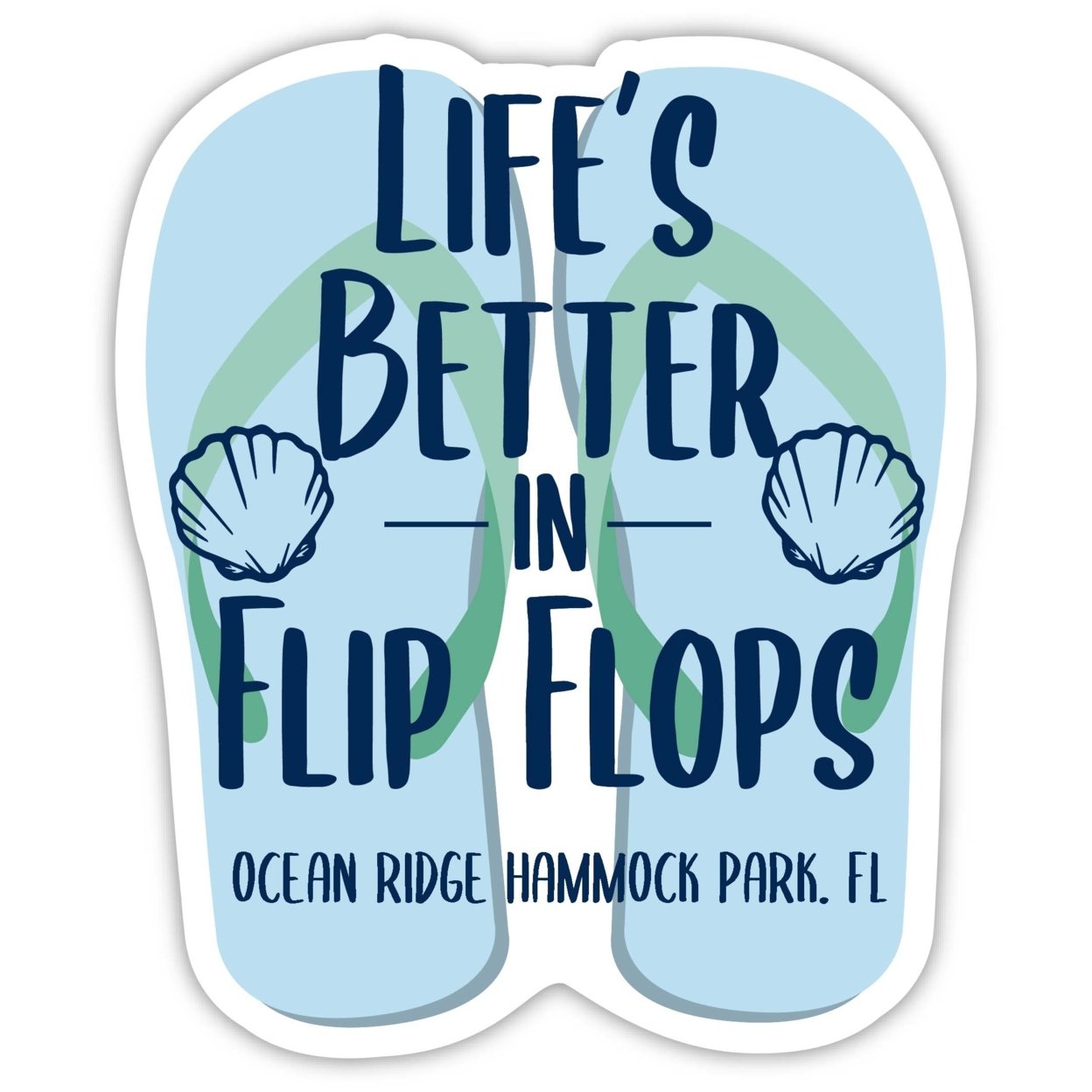 Ocean Ridge Hammock Park Florida Souvenir 4 Inch Vinyl Decal Sticker Flip Flop Design