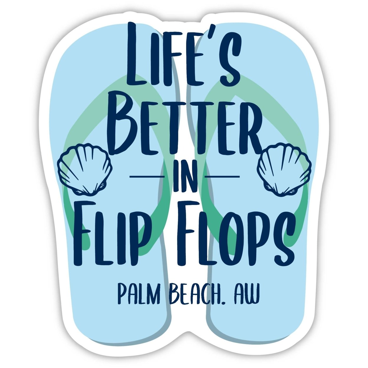 Palm Beach Aruba Souvenir 4 Inch Vinyl Decal Sticker Flip Flop Design