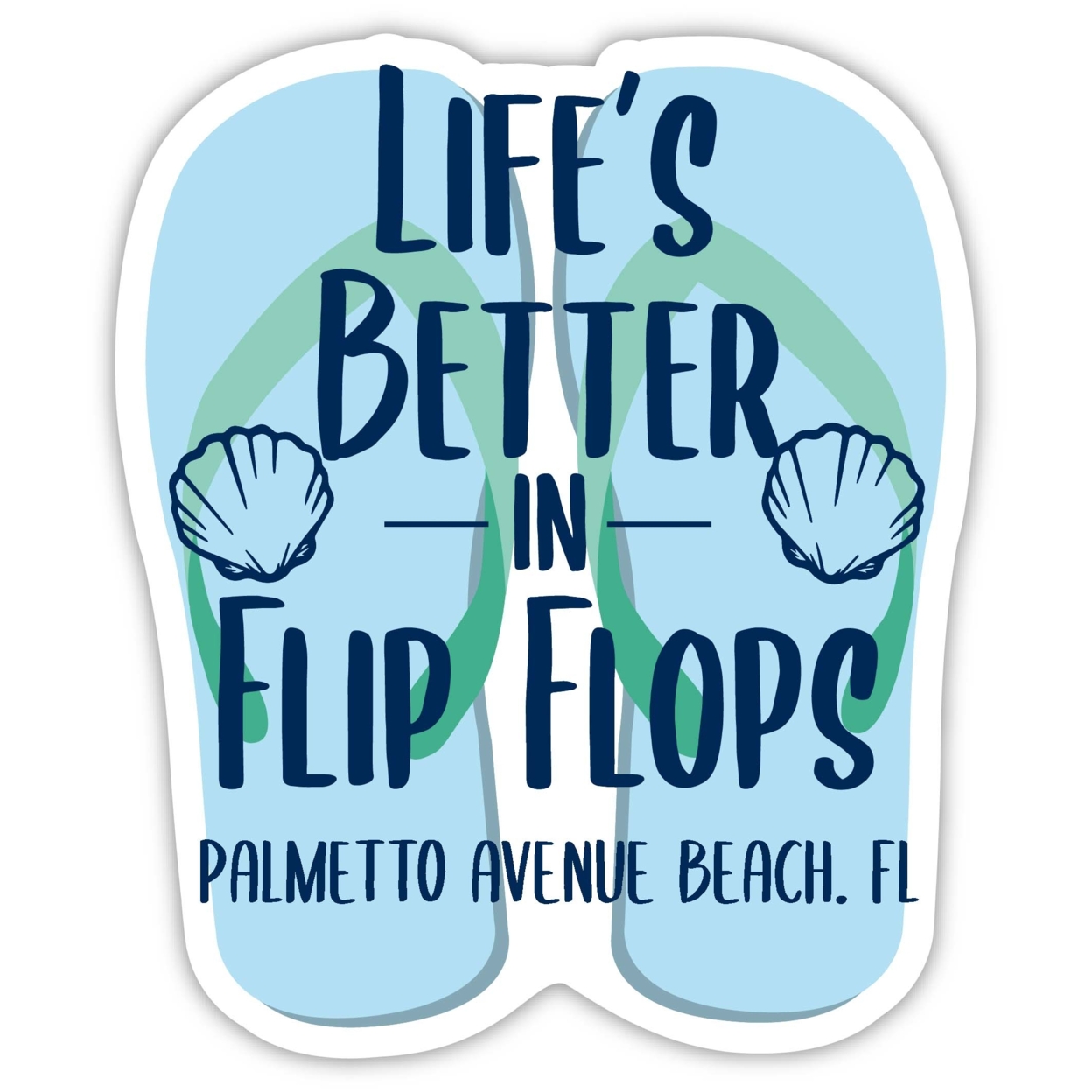 Palmetto Avenue Beach Florida Souvenir 4 Inch Vinyl Decal Sticker Flip Flop Design