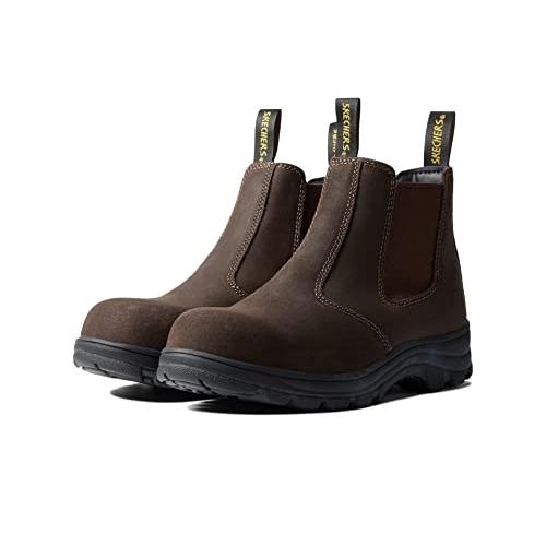 Skechers Women's Work Workshire Jannit Comp Toe Ankle Boots BROWN - BROWN, 8.5