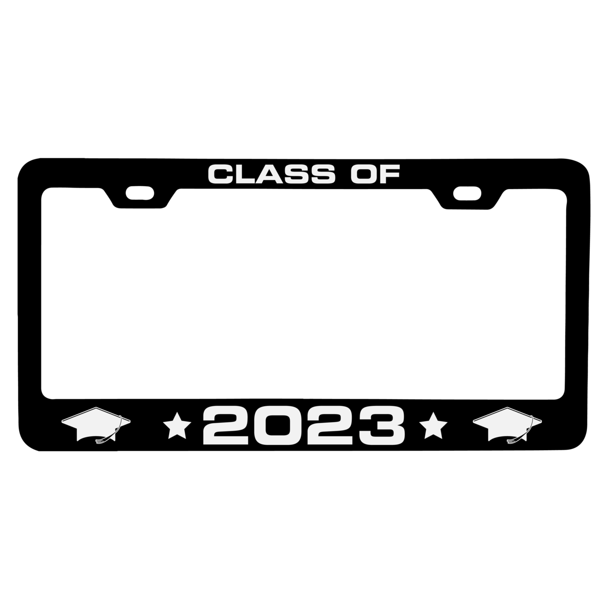 Class Of 2023 Senior Graduation License Plate Frame - Black, Printed