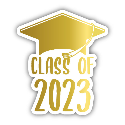 Class Of 2023 Graduation Vinyl Decal Sticker - Gold, 2-Inch