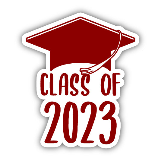 Class Of 2023 Graduation Vinyl Decal Sticker - Maroon, 2-Inch