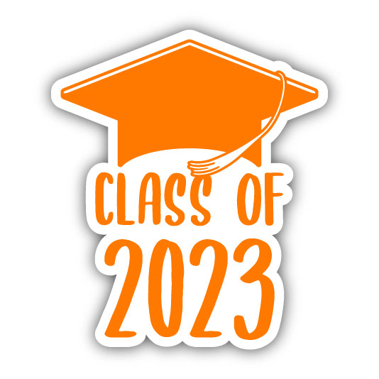 Class Of 2023 Graduation Vinyl Decal Sticker - Orange, 2-Inch