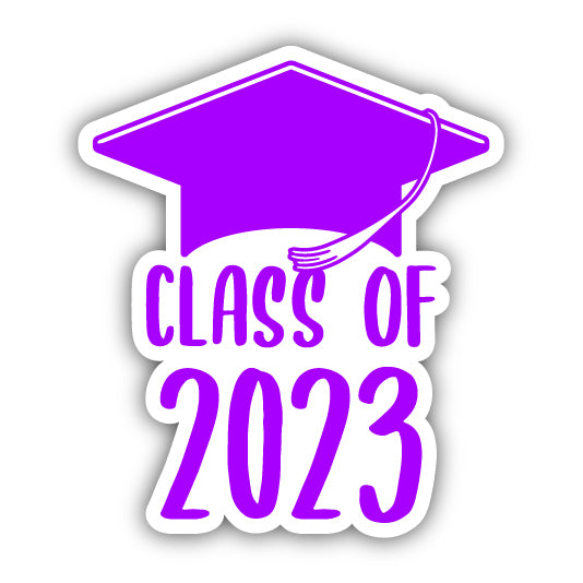 Class Of 2023 Graduation Vinyl Decal Sticker - Purple, 2-Inch