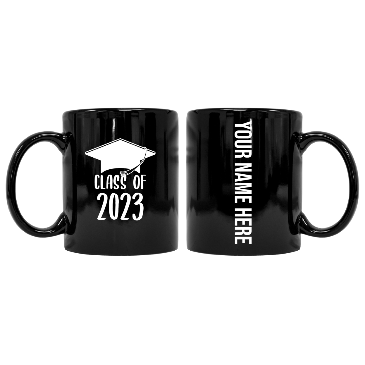 Class Of 2023 Graduation 12 Oz Customizable Ceramic Coffee Mug - Black, 2-Pack