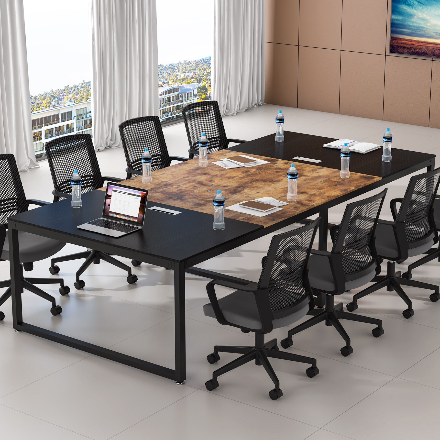 Tribesigns Conference Table, 8FT Rectangle Shaped Meeting Table - White