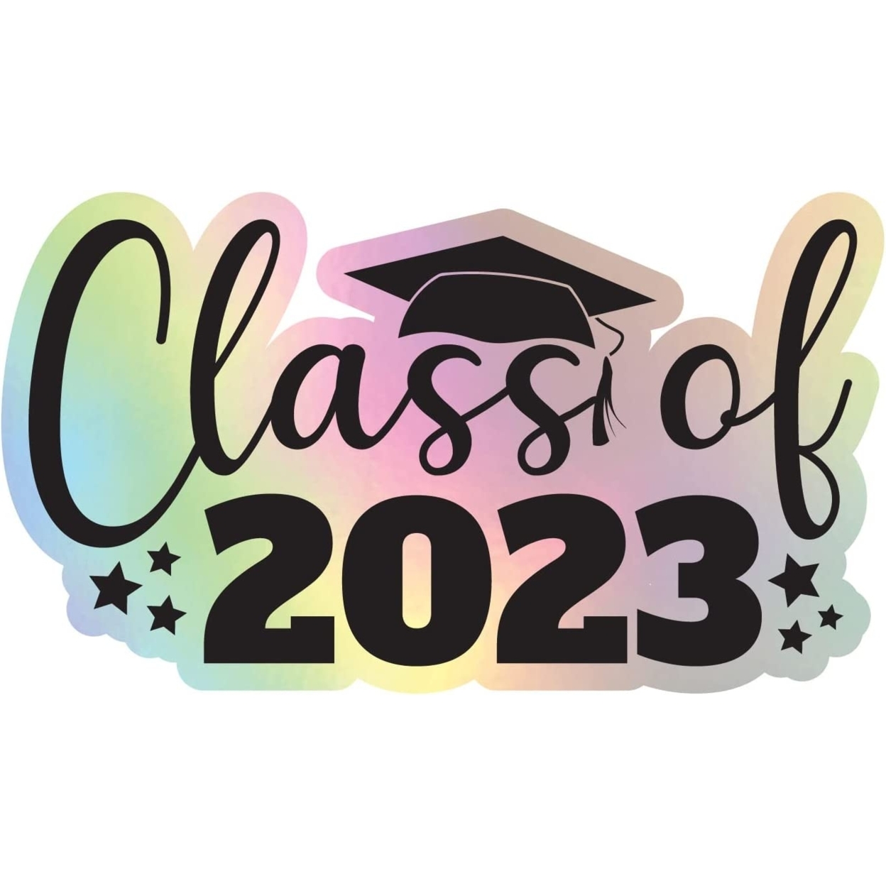 Class Of 2023 Graduation Grad Senior Holographic Vinyl Decal Sticker - 4 Inch, Design B