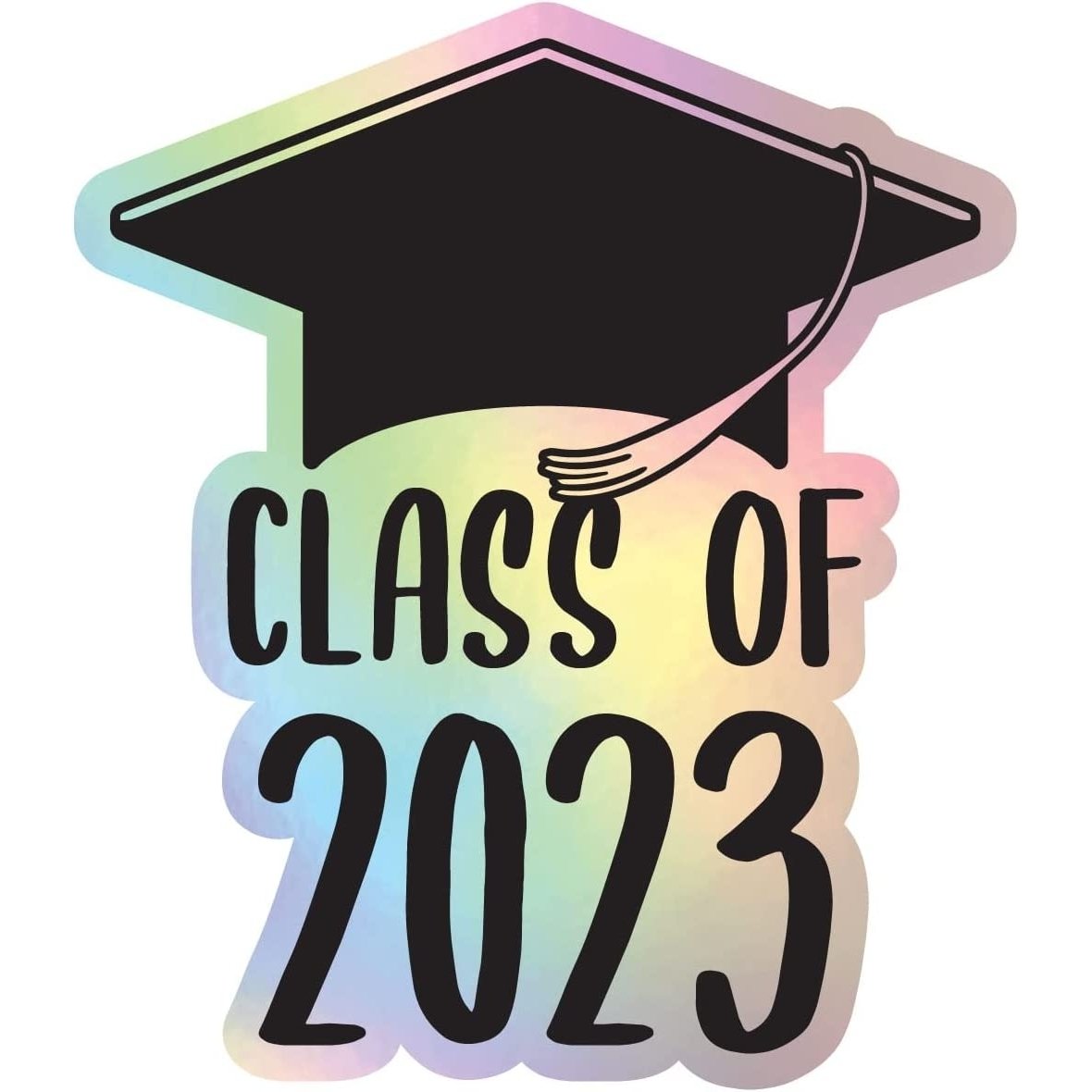 Class Of 2023 Graduation Grad Senior Holographic Vinyl Decal Sticker - 6 Inch, Design A