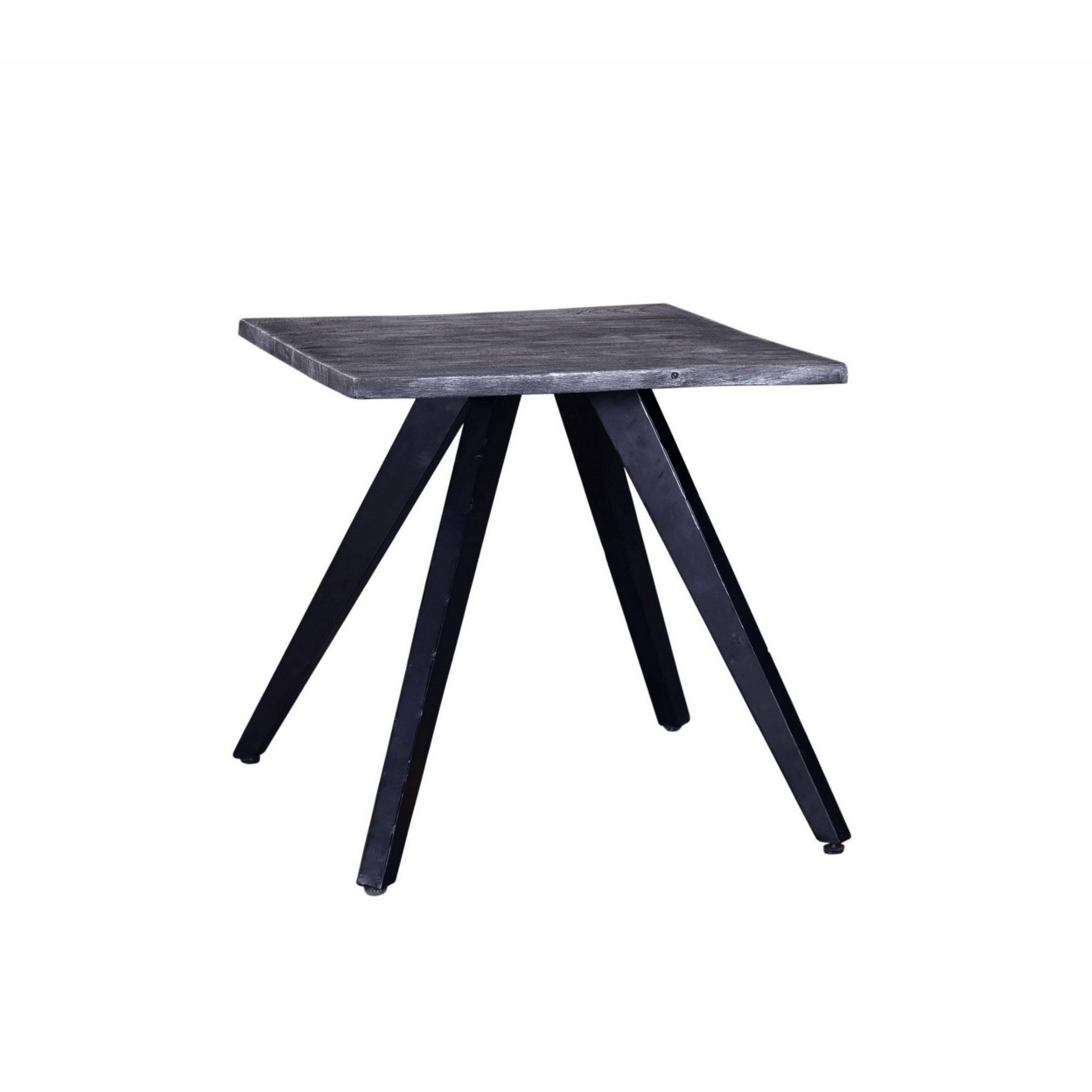 Chad 24 Inch Side End Table, Dark Gray Acacia Wood Top, Black Angled Legs- Saltoro Sherpi