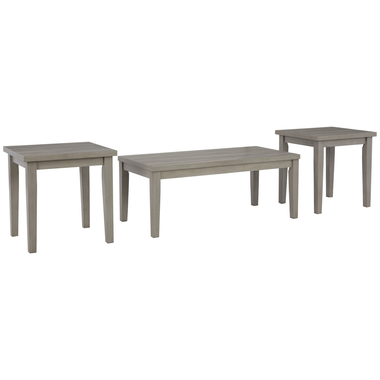Modern 3 Piece Coffee Table Set, Side Tables, Solid Wood, Melamine, Gray- Saltoro Sherpi
