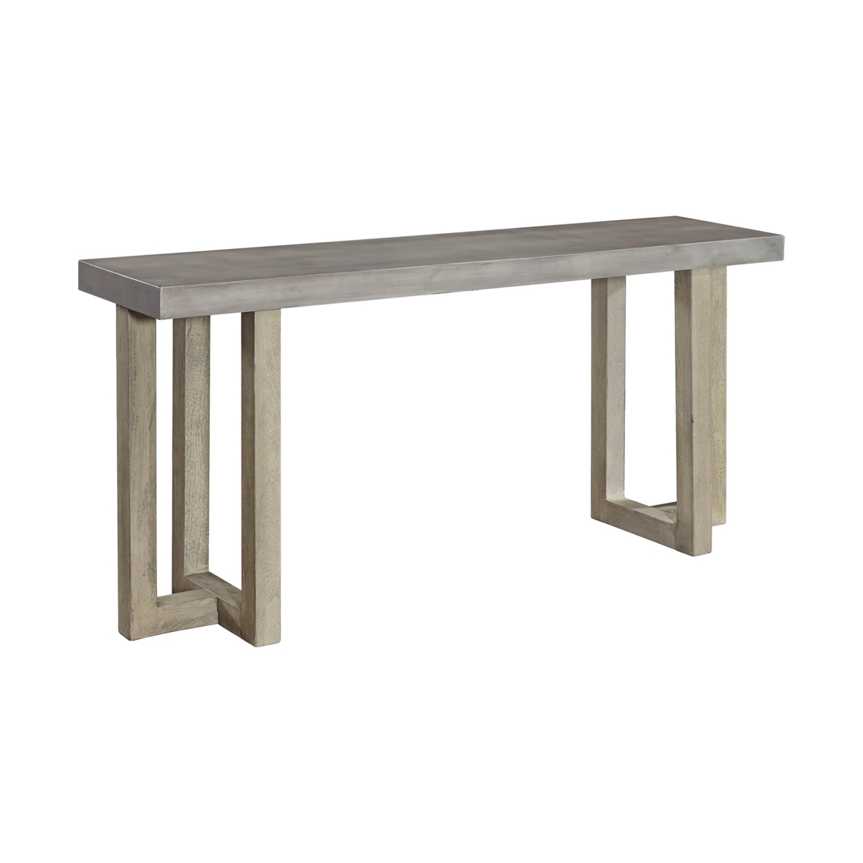 Lizi 67 Inch Sofa Console Table, Hand Applied Faux Concrete Finish, Gray- Saltoro Sherpi