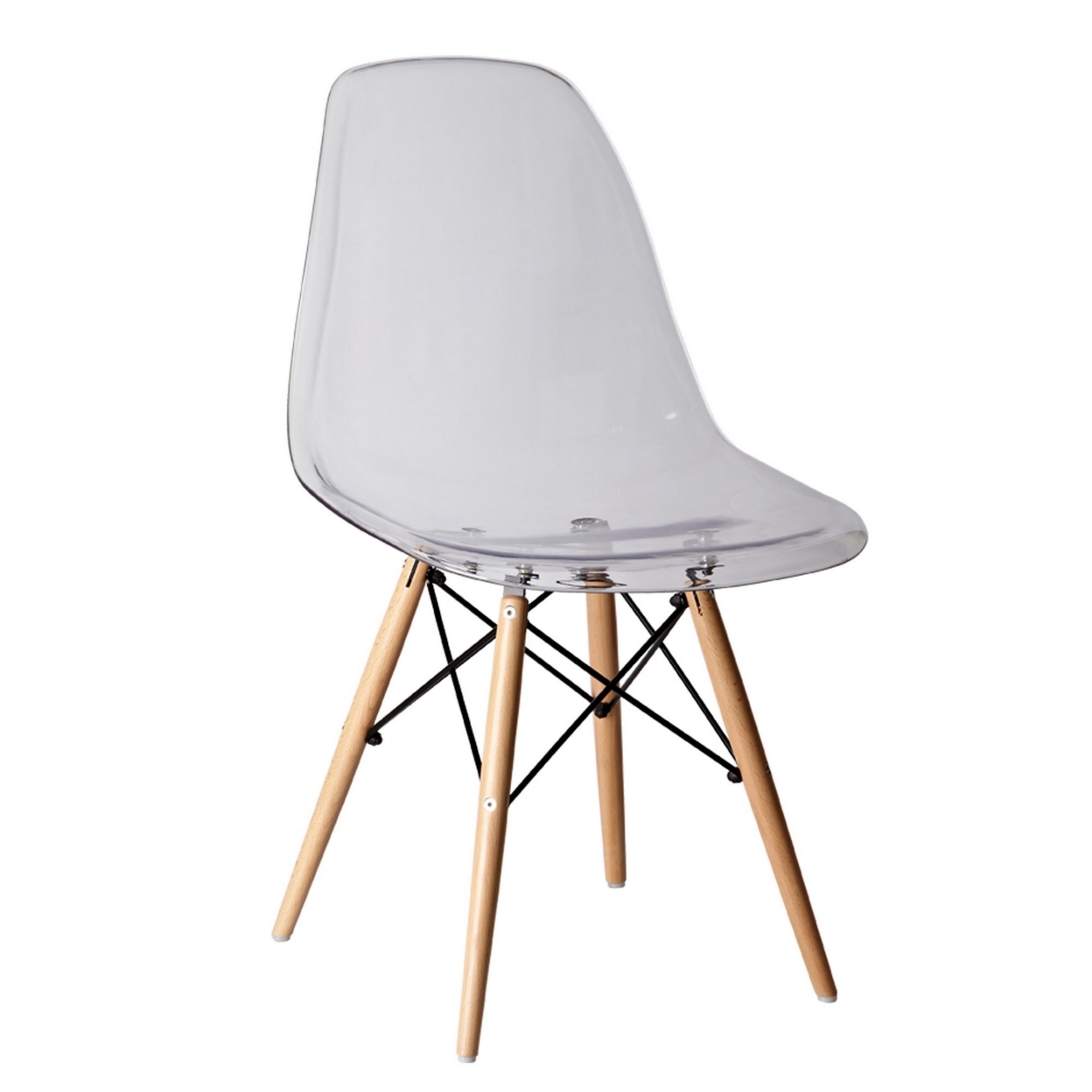 Louie 21 Inch Modern Side Chair, Wood Finished Legs, Translucent Seating- Saltoro Sherpi