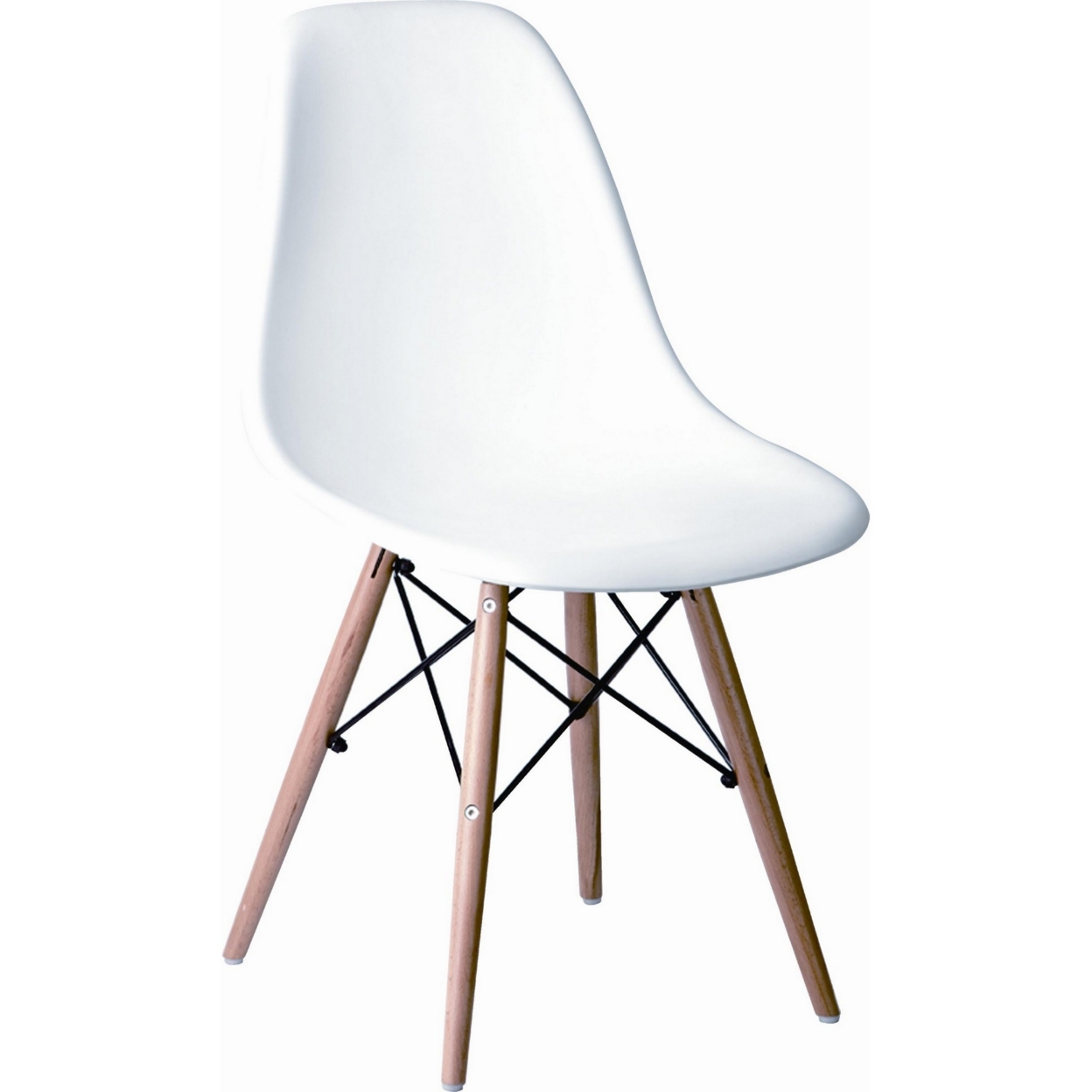 Louie 21 Inch Modern Side Chair, Wood Finished Legs, Crisp White Finish- Saltoro Sherpi