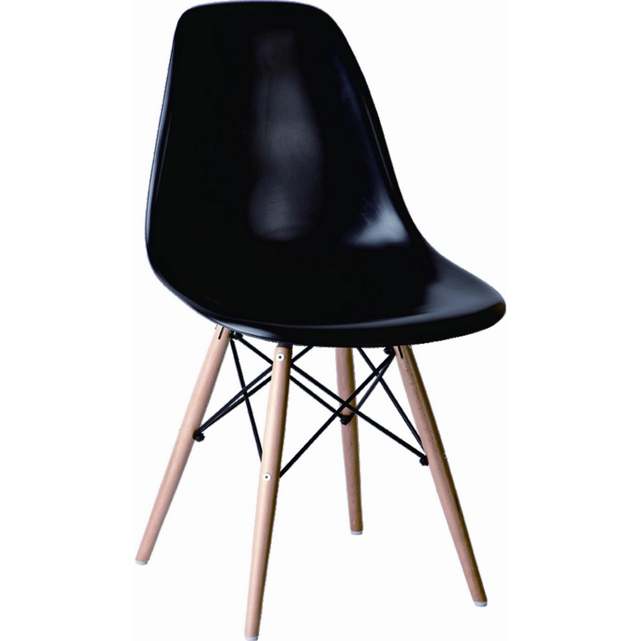 Louie 21 Inch Modern Side Chair, Wood Finished Legs, Bold Jet Black Finish- Saltoro Sherpi