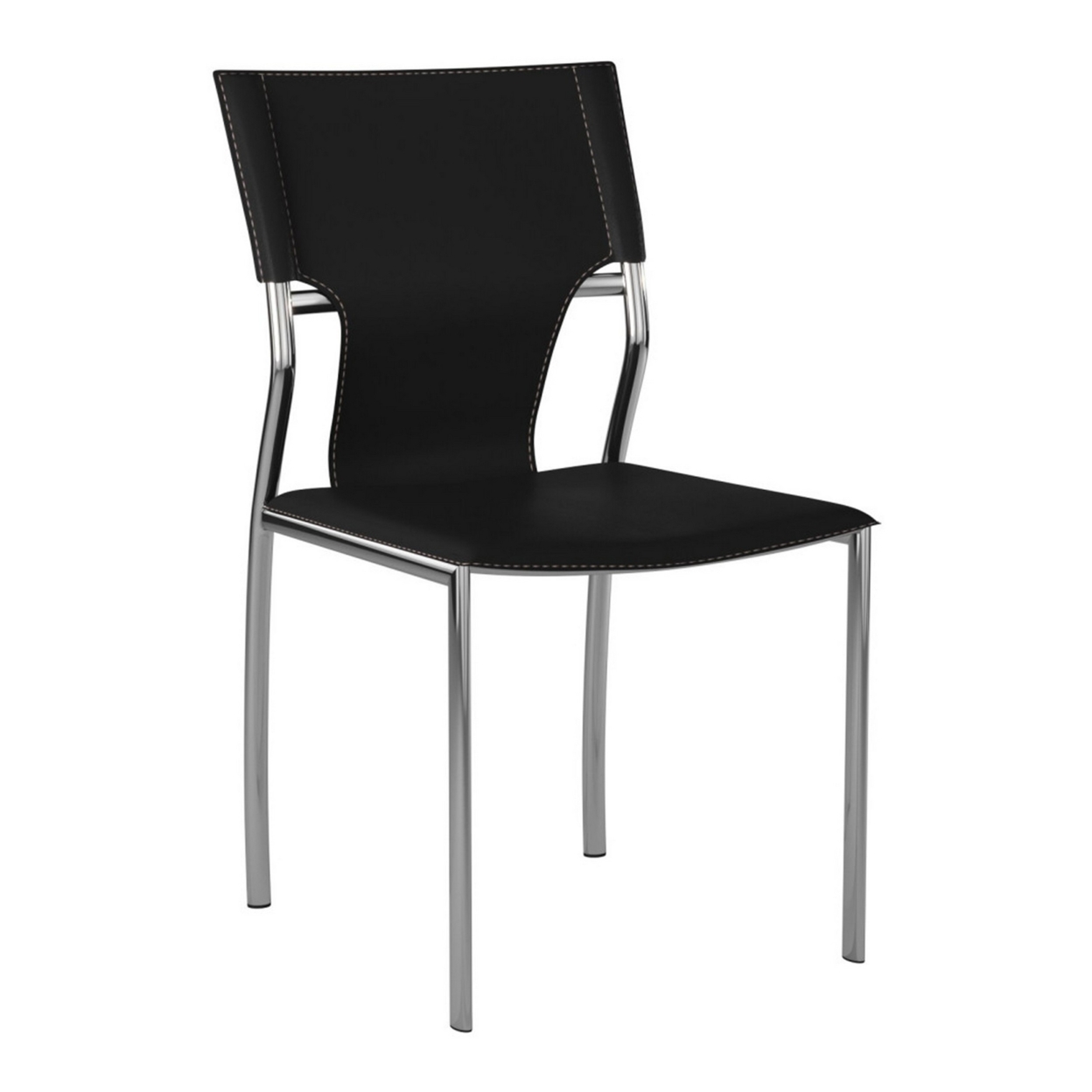 Jeb 18 Inch Modern Side Chair, Chrome Finished Base, Genuine Leather, Gray- Saltoro Sherpi