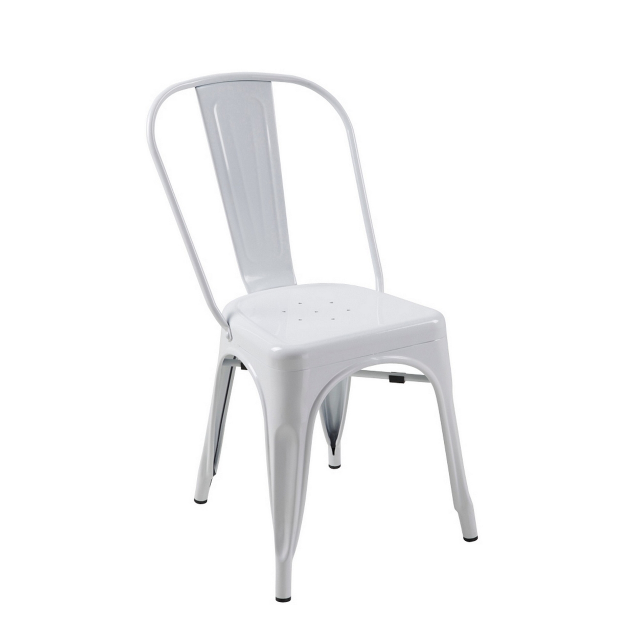 Gene 25 Inch Classic Outdoor Dining Side Chair, Bright White Metal Frame- Saltoro Sherpi