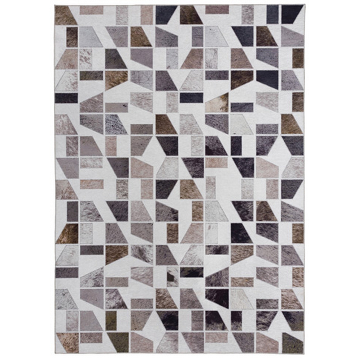 Jen 5 X 7 Area Rug, Brown And Gray Polyester, Abstract Spotted Geometry- Saltoro Sherpi