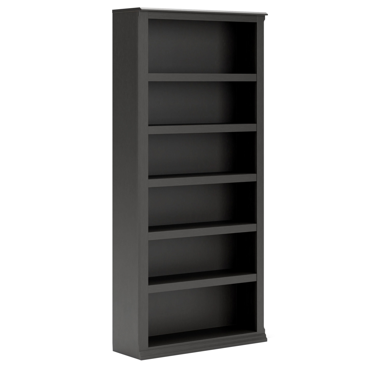 Billy 75 Inch Freestanding Bookcase, Adjustable Shelves, Stylish Black- Saltoro Sherpi