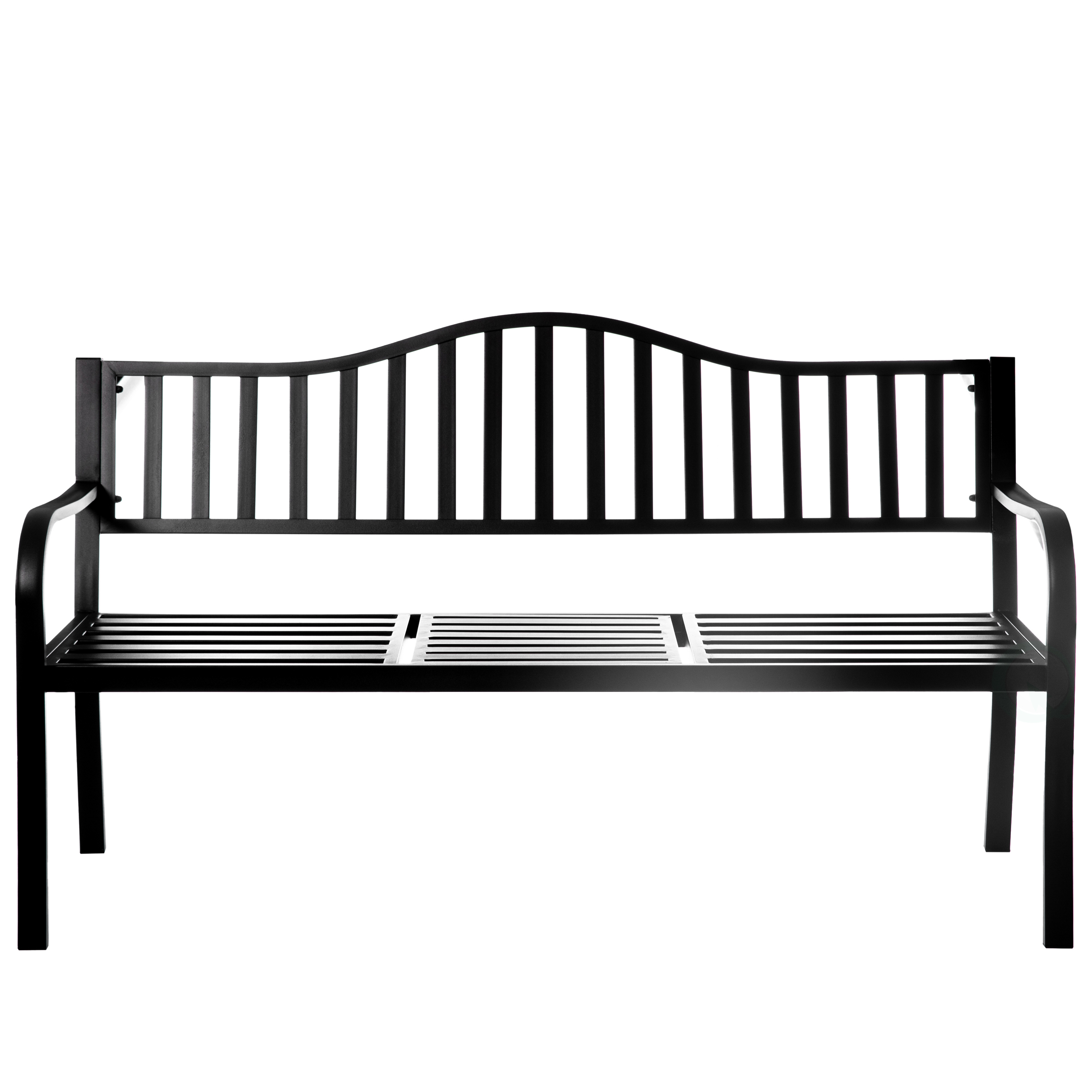 Outdoor Powder Coated Steel Park Bench, Garden Bench With Pop Up Middle Table, Lawn Decor Seating Bench For Yard, Patio, Garden, Balcony