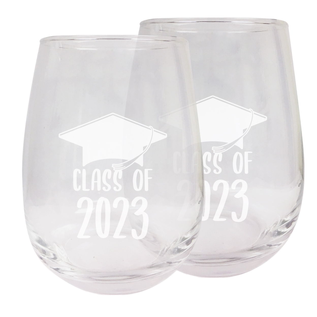 Class Of 2023 Grad Senior 15oz Etched Stemless Wine Glass - B, 2-Pack