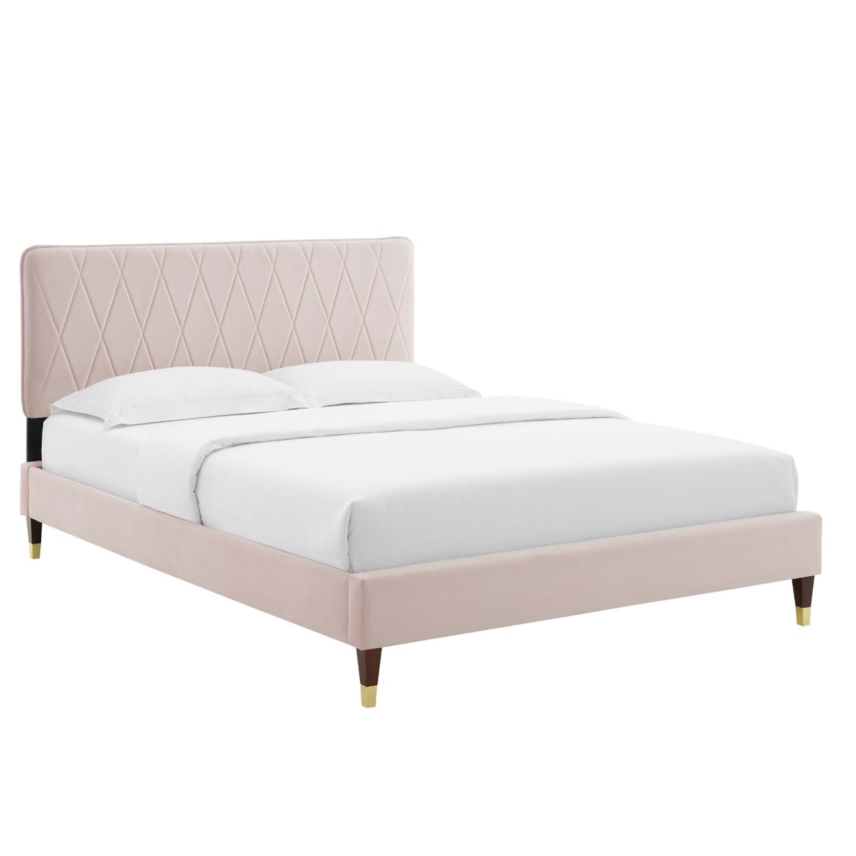 King Bed, Stain Resistant Velvet Fabric, Soft Pink