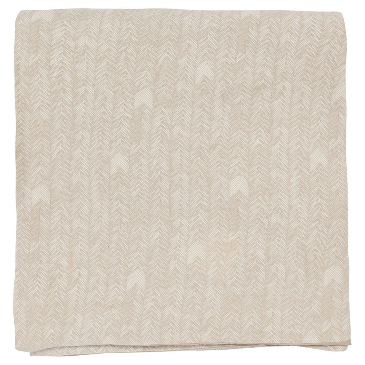 Zima King Size Cotton Duvet Cover, Woven French Herringbone Pattern, Beige- Saltoro Sherpi
