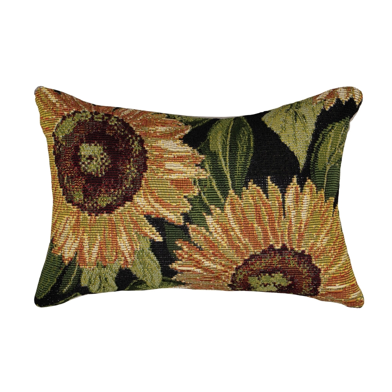 Liora Manne Marina Sunflowers Indoor Outdoor Decorative Pillow Black - 12 X 18