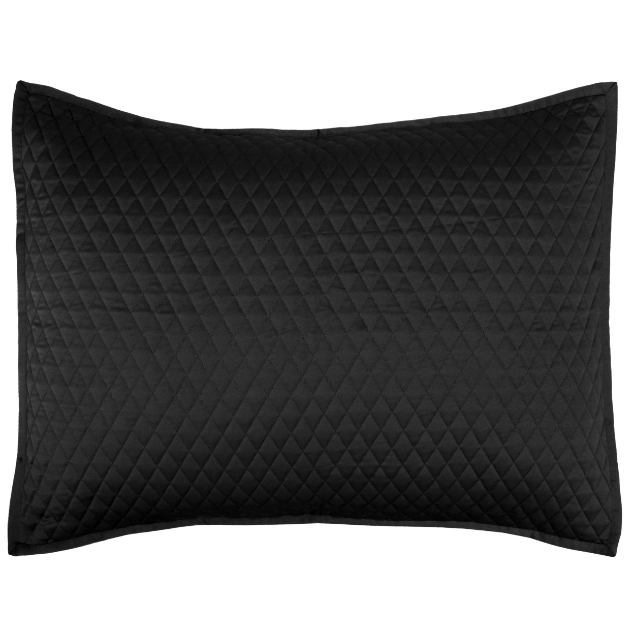 Kahn 26 Inch Hand Stitched Standard Pillow Sham, Cotton Fill, Matte Black- Saltoro Sherpi