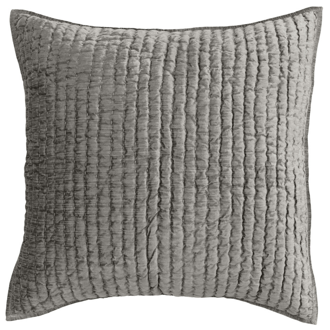 Lipa 26 Inch Square Hand Stitched Euro Pillow Sham, Rayon Velvet Sage Green- Saltoro Sherpi